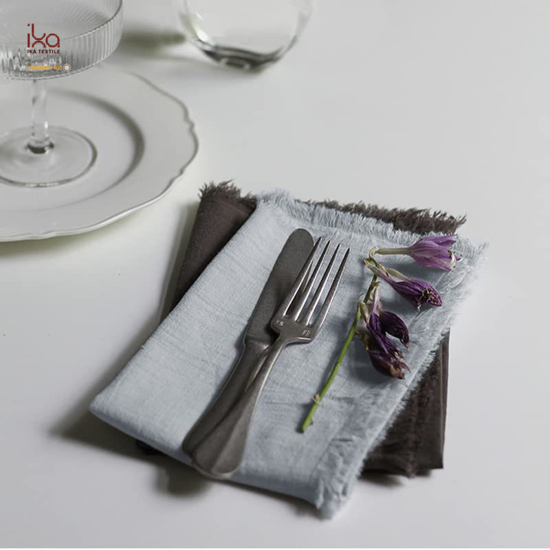Wedding Party Beverage Decorative Personalized Dinner Logo Cotton Linen Cloth Custom Printed Table Napkins with Embroidery