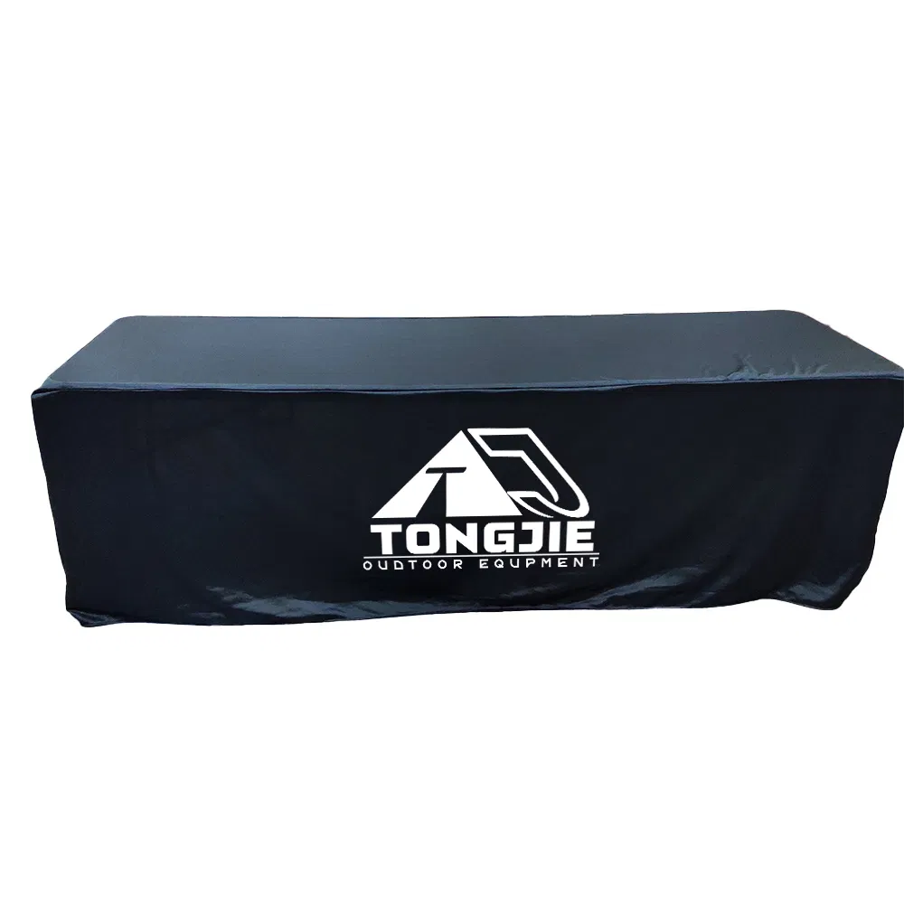 4FT 6FT 8FT Fitted Table Cover Customizable Black Table Banner for Exhibition