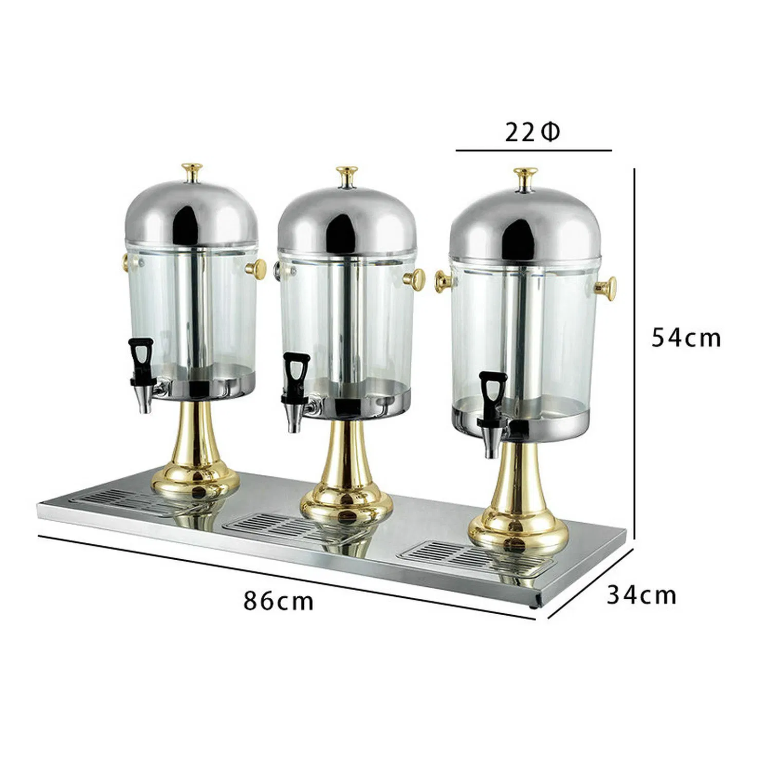 Common Type PE Body Stainless Steel Milk Juice Dispenser Three Faucet Beverage Dispenser
