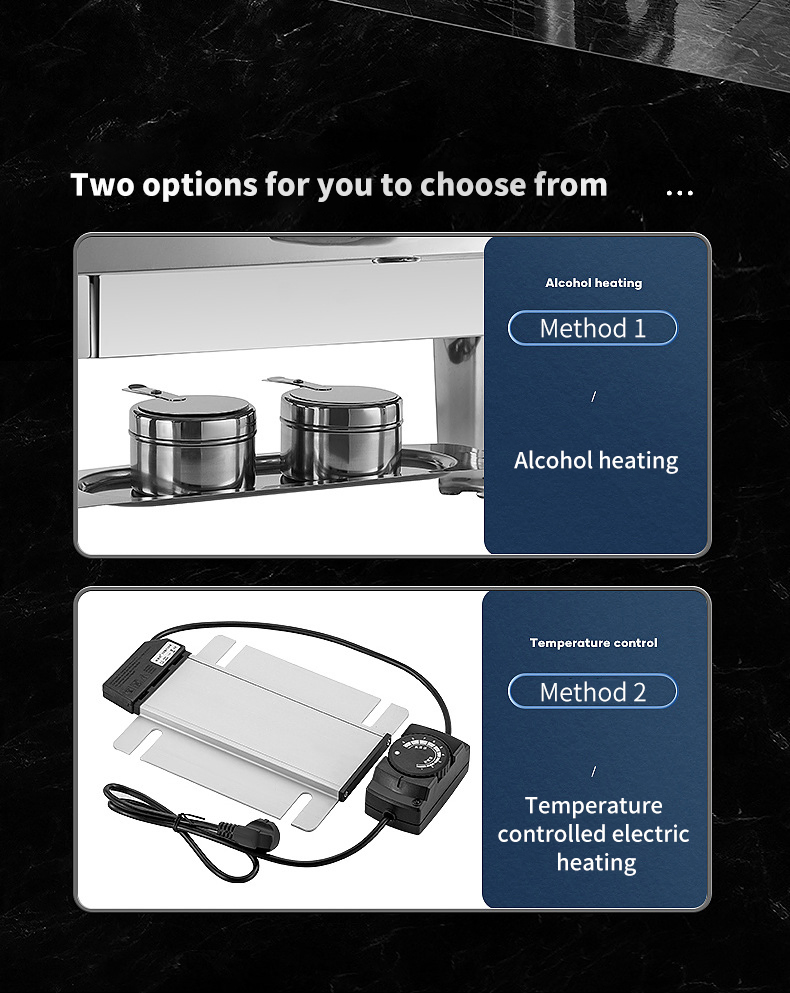 Hot Sale Stainless Steel Electric Alcohol Food Warmer Buffet Chafing Kitchenware Set