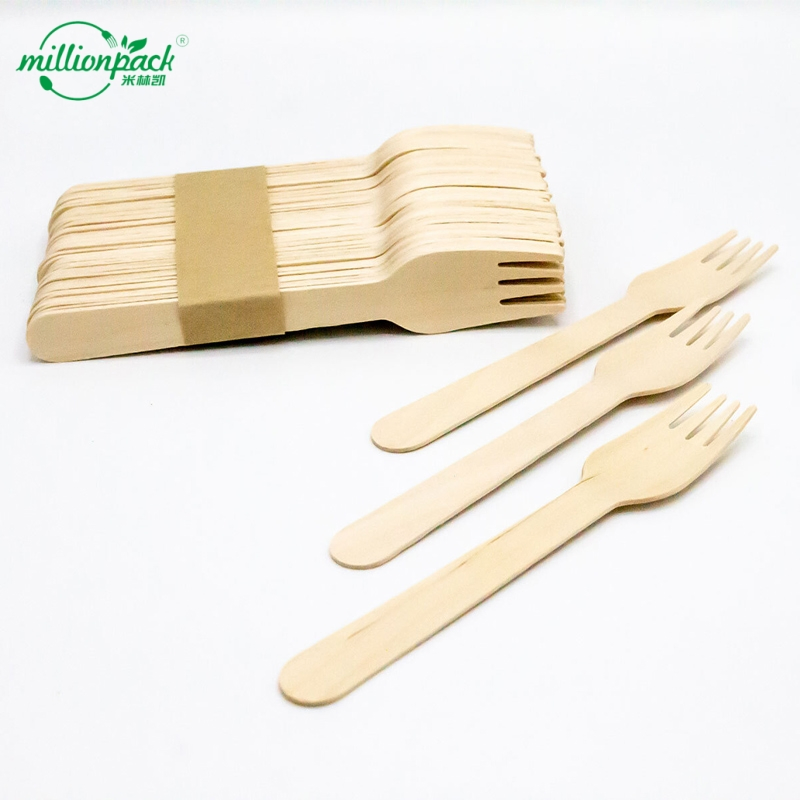 Natural Wooden Fork Disposable Compostable Cutlery for Picnic Catering Restaurant