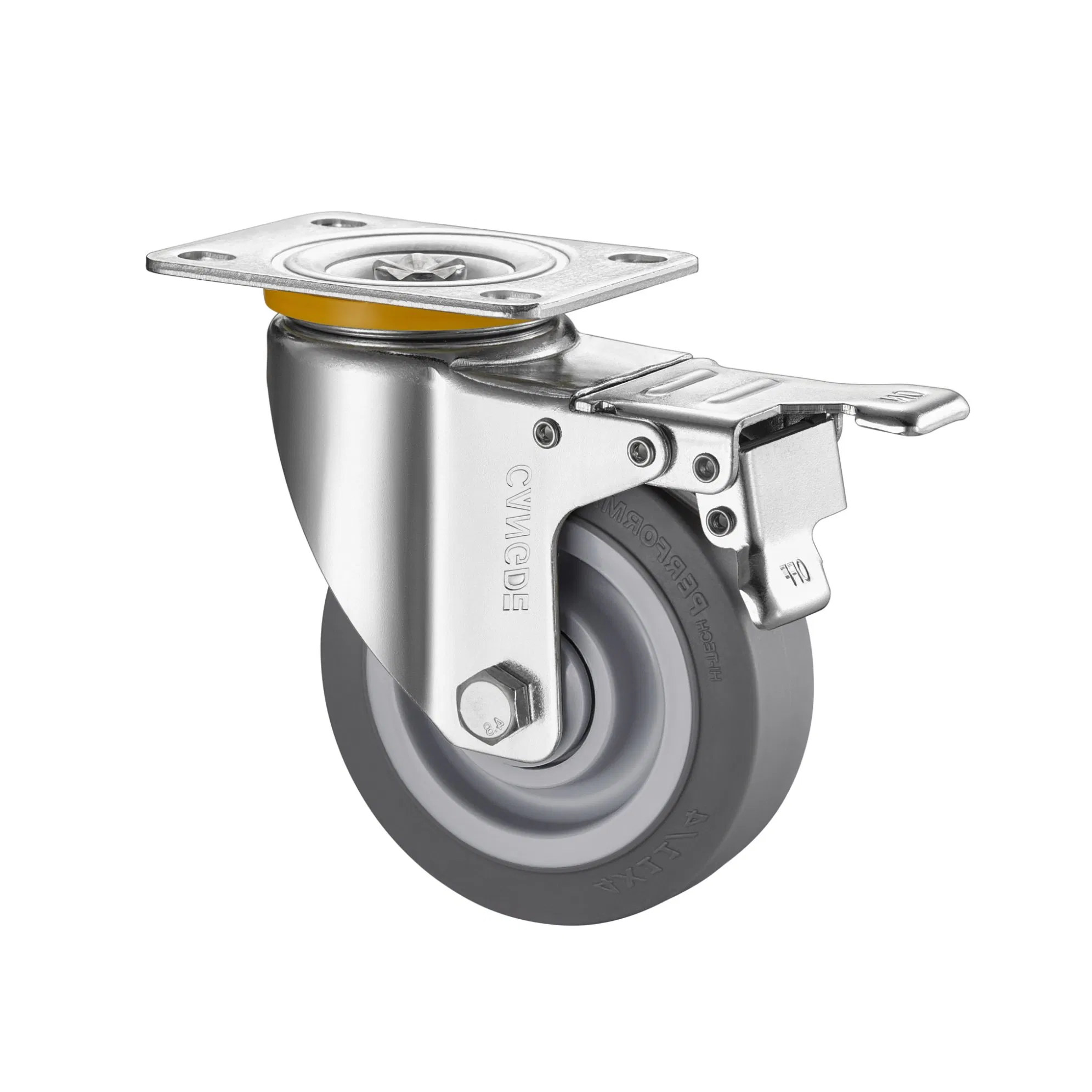 Ultra-Quiet Medium Duty Casters with Grey TPR Wheels - Noise Reduction Solution for Indoor Use