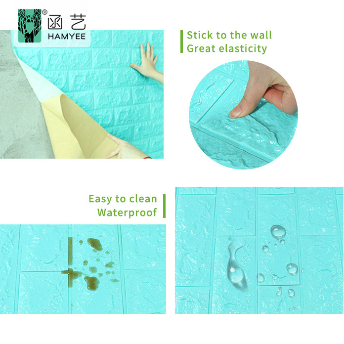 Factory Supply Self Adhesive Wall Stickers Home Decor PE Foam Brick Wall Paper Soundproof DIY 3D Stone Wallpaper