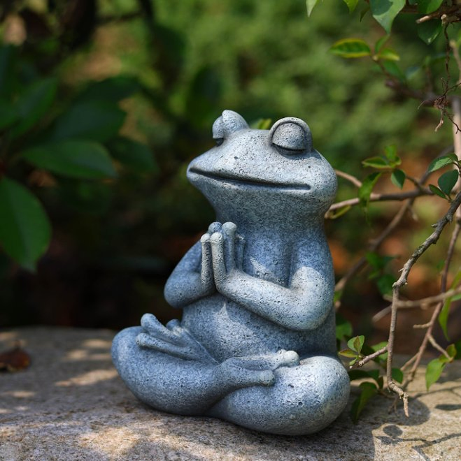 Garden Landscape Resin Crafts Yoga Dog Sculpture Outdoor Decor Gray Yoga Frog Statue