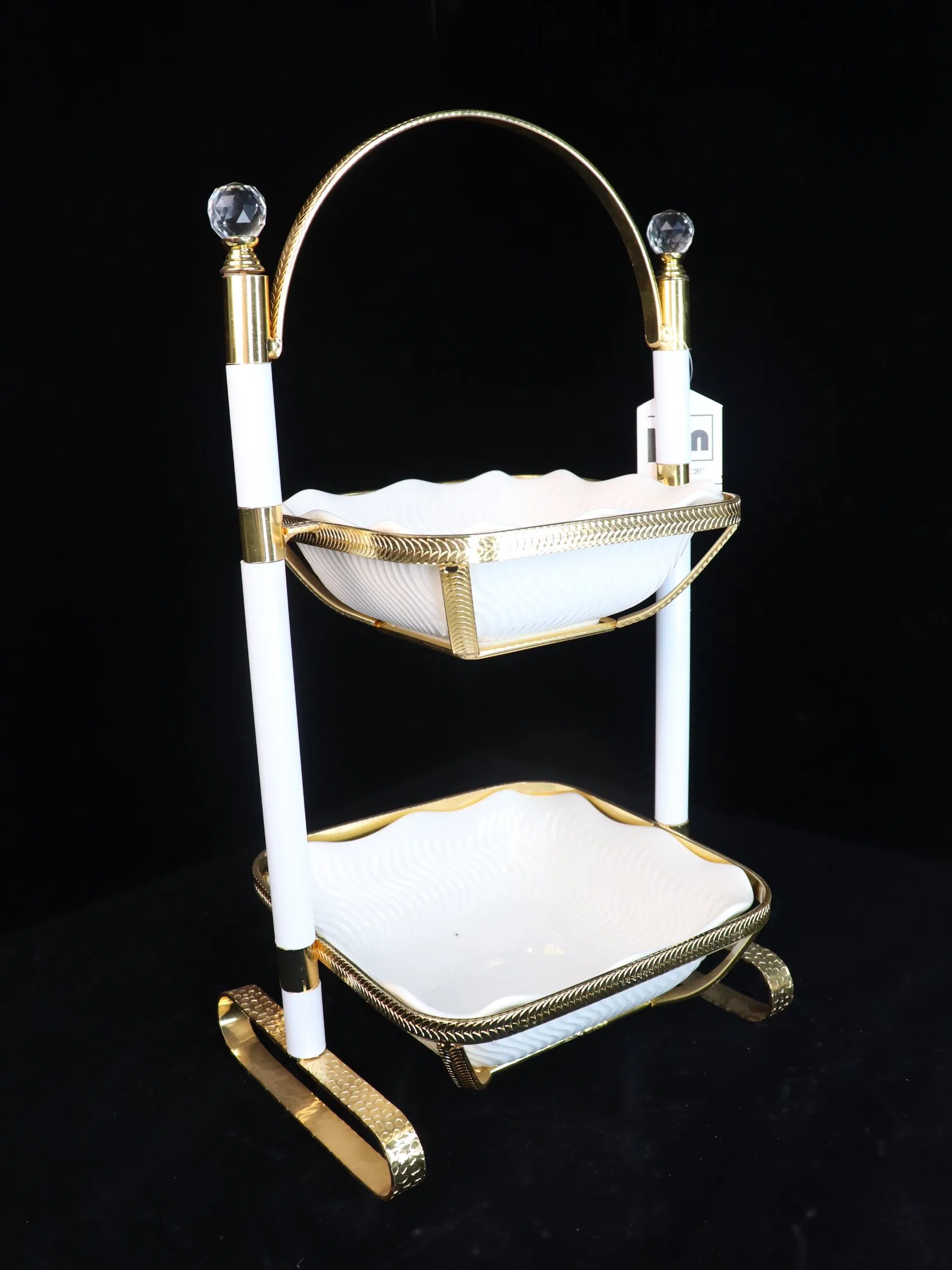 New High-End Ceramic Double-Layer Square Fruit Tray