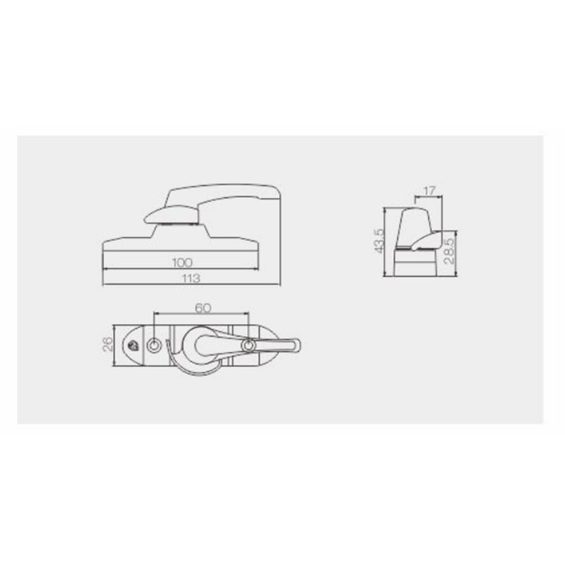 3h Aluminum Casement Crescent Lock
