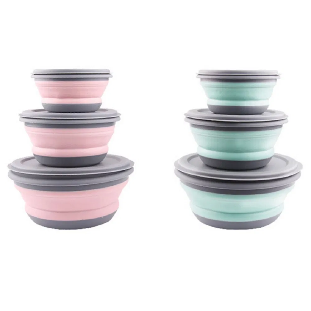 Travel Bowl Microwaveable Container Portable Foldable Silicone Bowl Lunch Box Set of 3 Collapsible Food Container Bowl Wbb18216