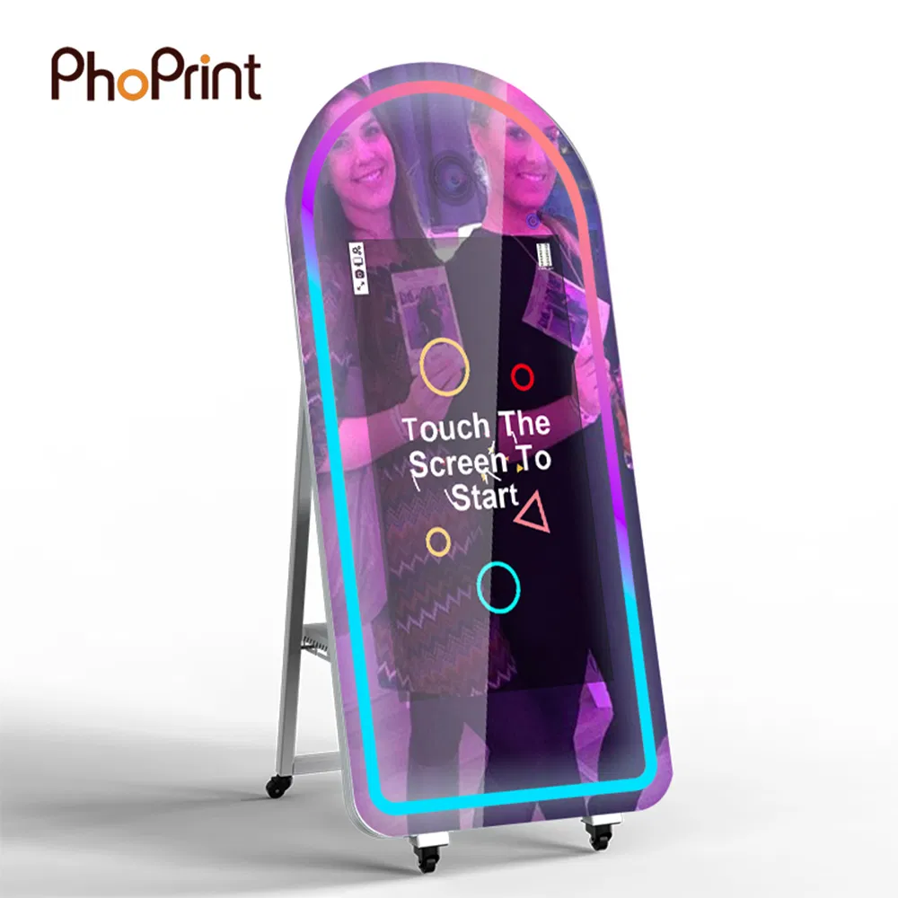 Low Price Foldable Hand Held Selfie Kiosk Mirror Photo Booth with Social Media