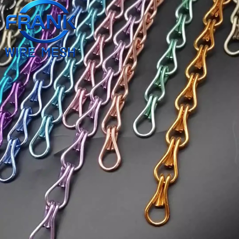 Mirror Treatment Aluminum Double Hook Chain Fly Curtain Mesh for Office Building Atrium Decorative