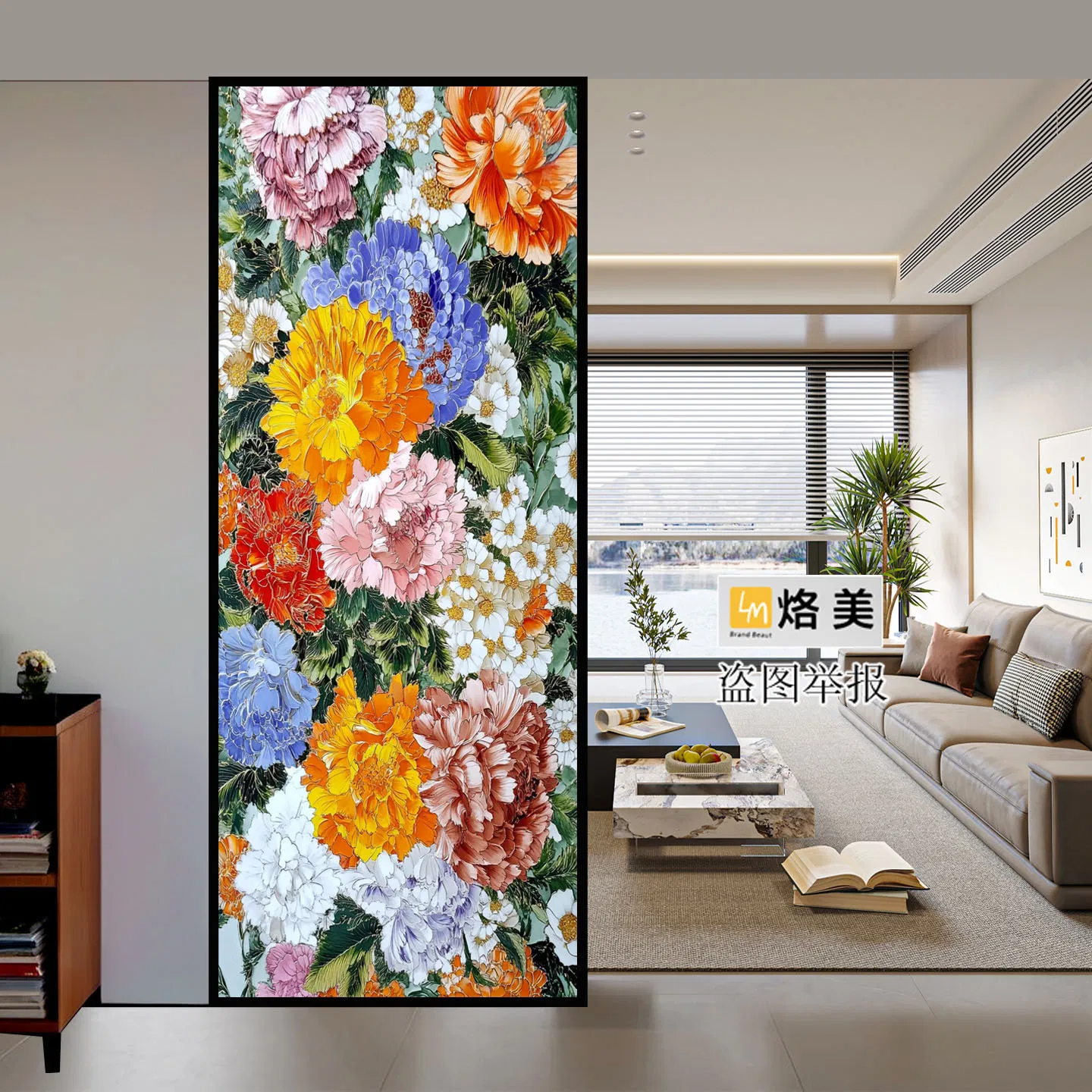 Tempered Art Glassliving Room Partition Screenblock The Entrance Decoration Painting