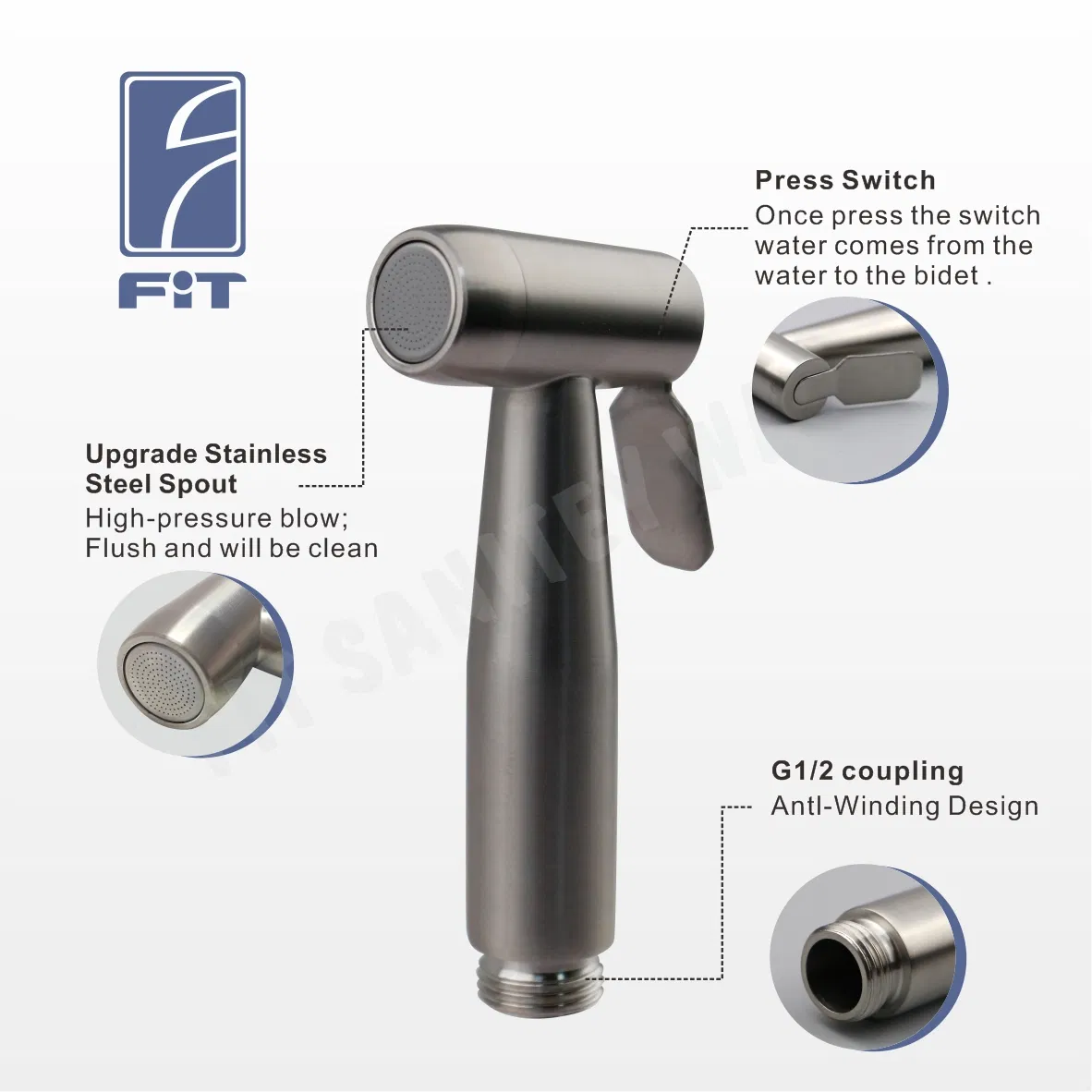 Factory Stainless Steel Shower Sprayer Bathroom Handheld Toliet Bidet Shattaf Spray