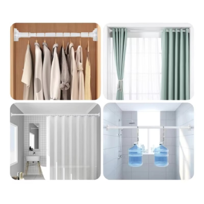 Promotional Existing Goods Anti-Slip Dual-Direction Stainless Steel Shower Curtain Poles