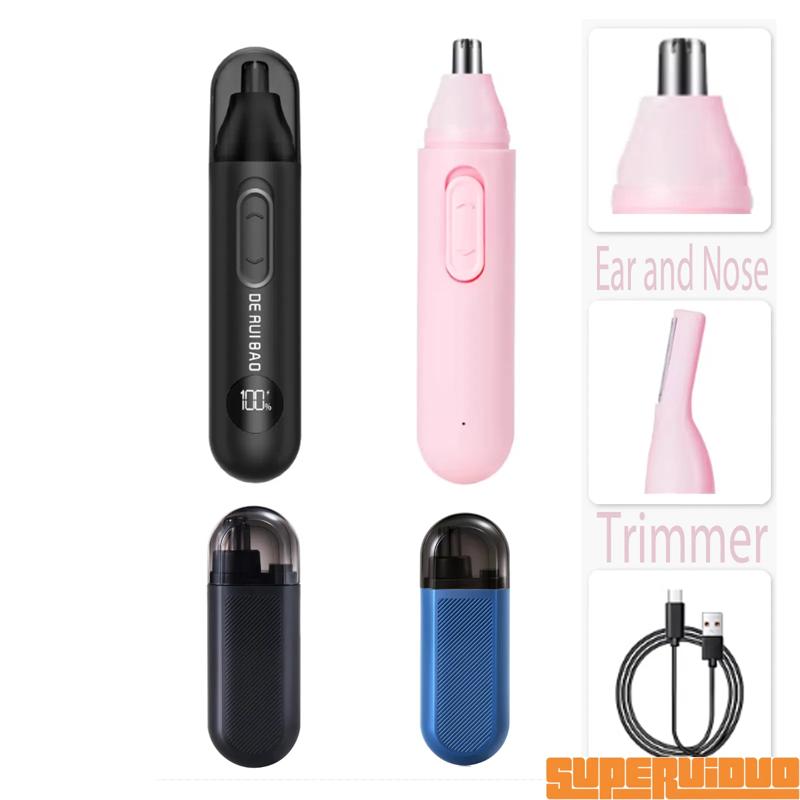 Ladies Fully Washable Head Personal Ear and Nose Trimmer
