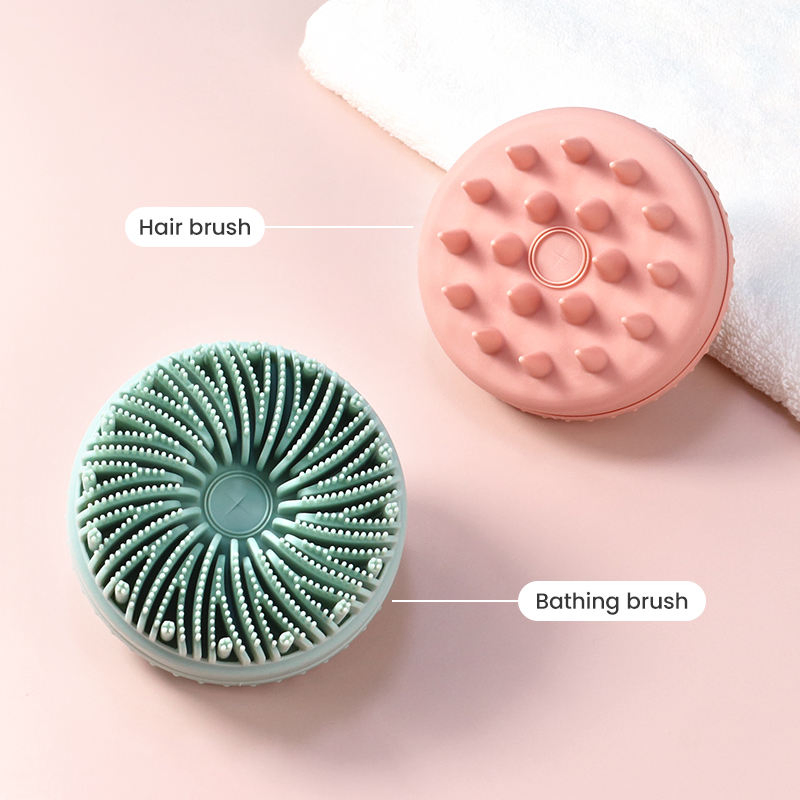 Multi-Use 2 Options Portable Reusable Silicon Pet Bath Body Scrubber Silicone Soft Shampoo Massage Head Hair Scalp Comb Brush for Human and Animals