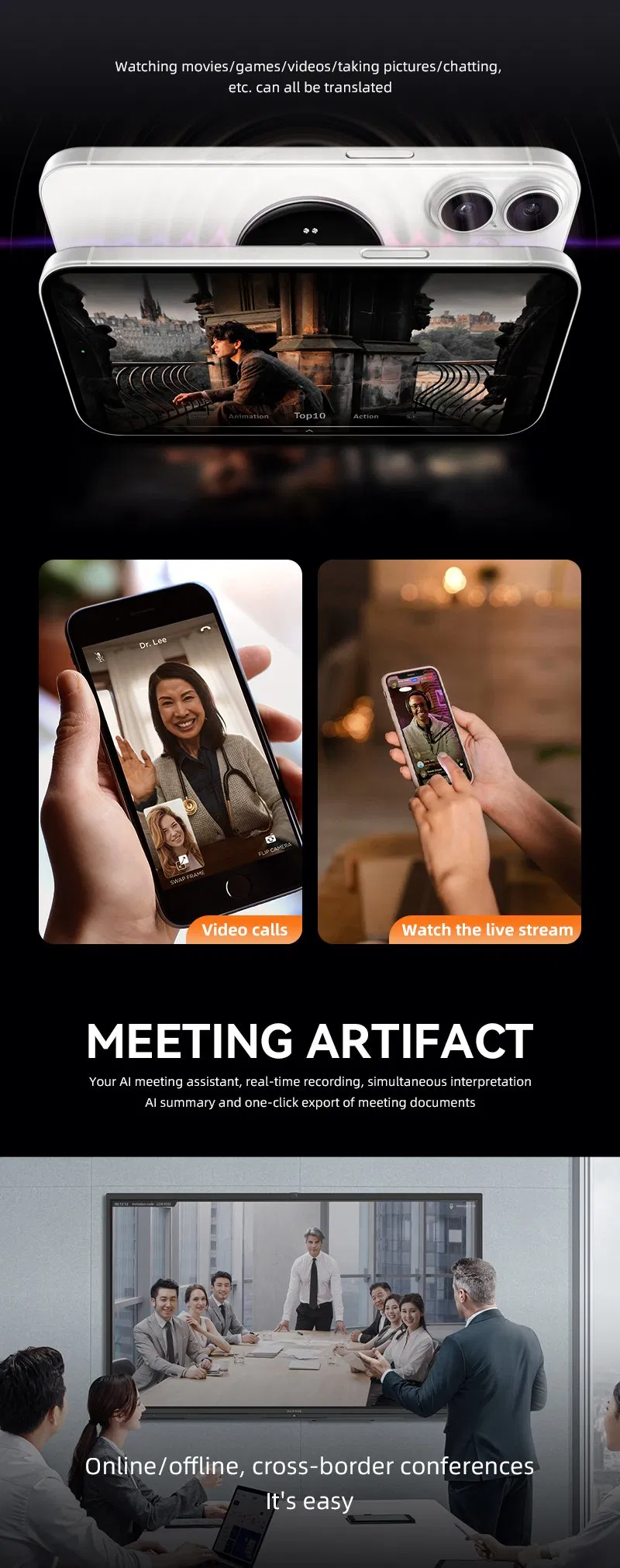Artifact Al Meeting Assistant, Real-Time Recording, Simultaneous Interpretation Smart Ai Translator