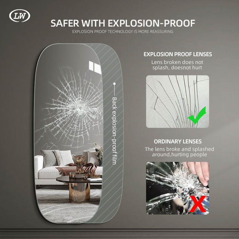 High Quality Furniture Wall-Hanging Irregular Full-Length Clothing Mirror with Frame-Less Durable High-End Glass Fashion Home Decoration