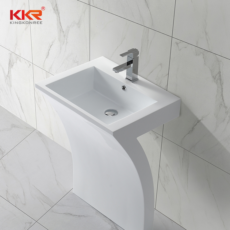 Modern Design Solid Surface Freestanding Sink Bathroom Pedestal Wash Basin