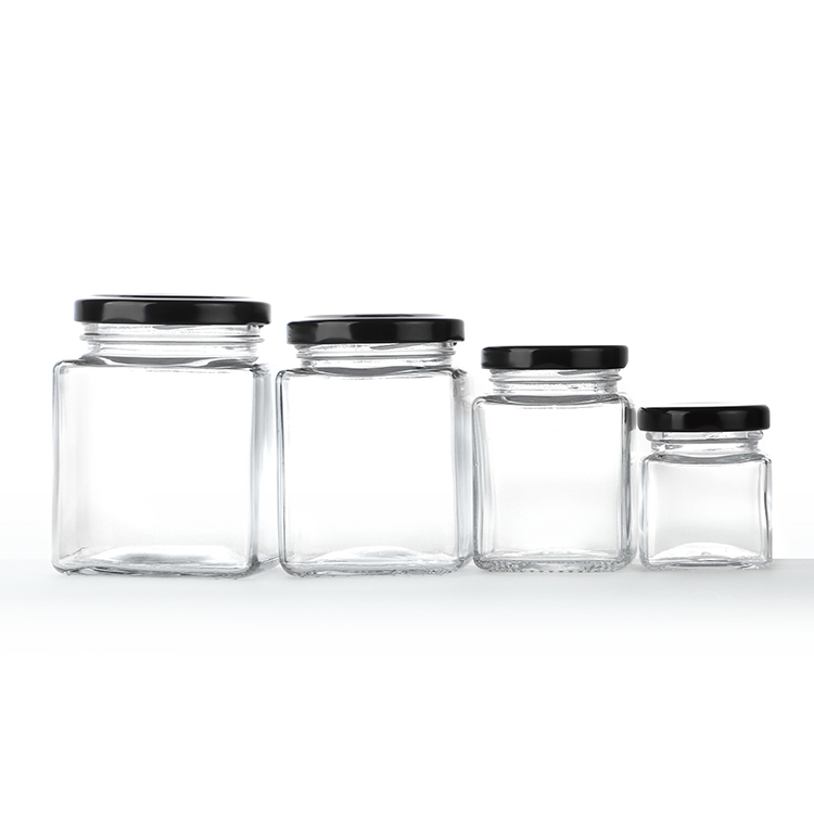 Square Glass Jar 500 Ml with Metal Screw Lid