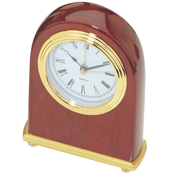 Rosewood Piano Finish Oval Wood Desk Clock