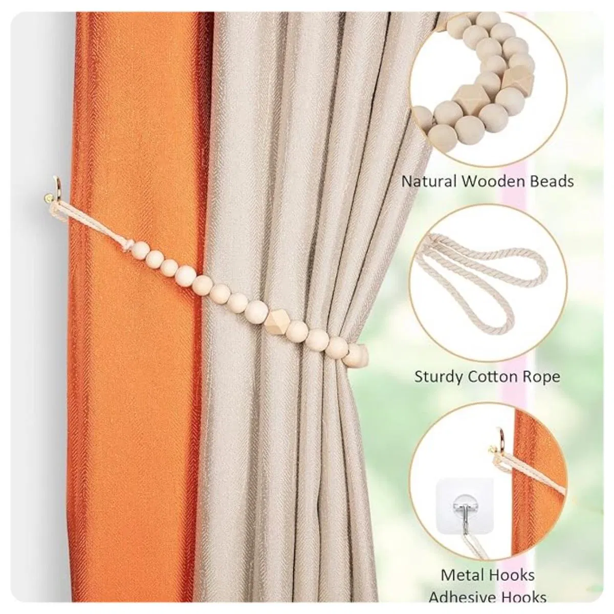 Light Luxury Curtains Rod Holders Tieback Holdbacks Strap Wooden Curtain Holder Window Bandage Curtain Rod