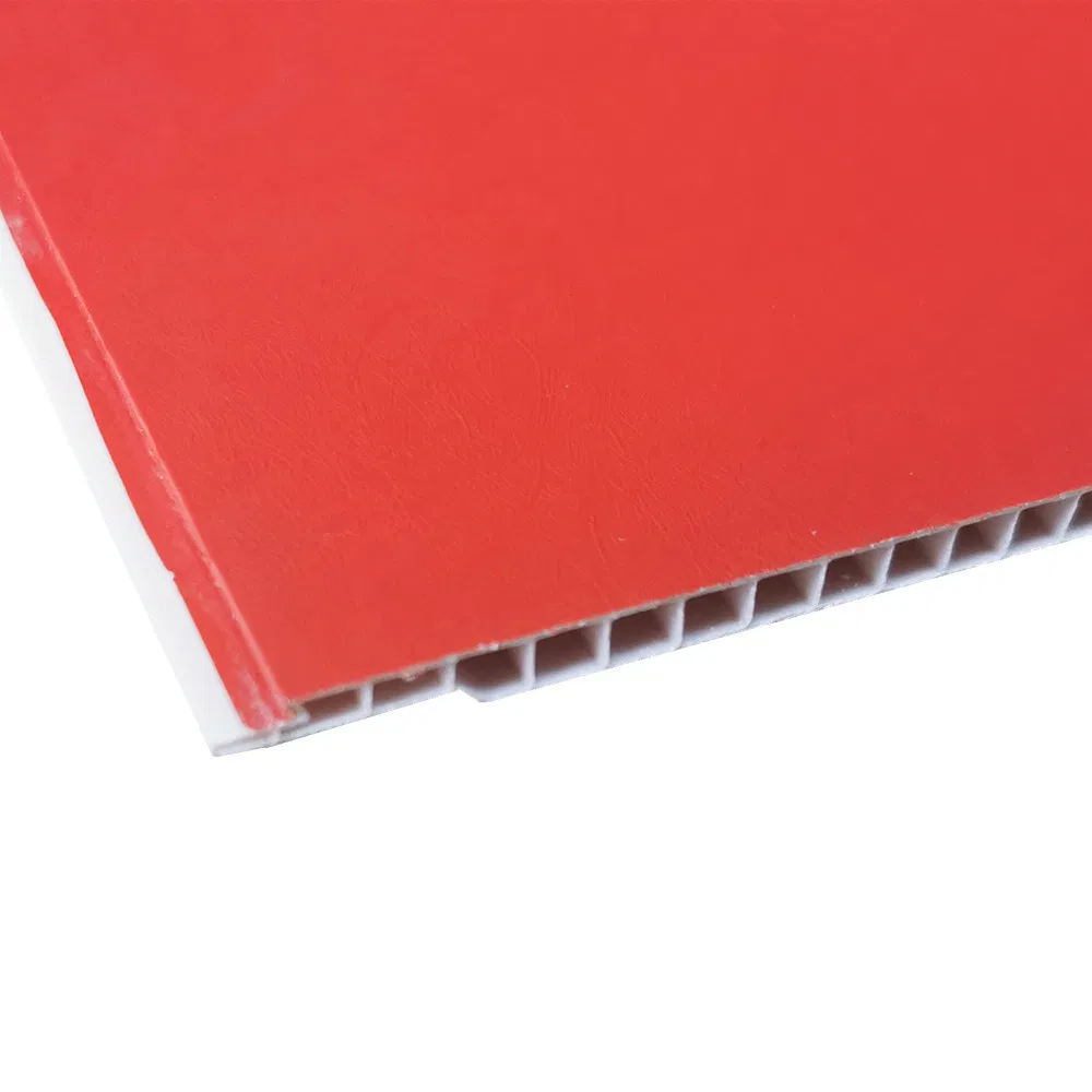 China Supplier 6mm Thikcness Red Laminated PVC Hollow Rigid Panel 3D Type Plastic Wall Cladding