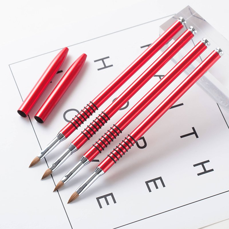 3D Carved Pen Crystal Red Nail Acrylic Brush for Nail Art