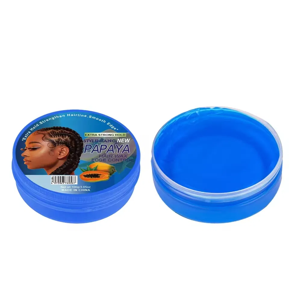 Private Label Wholesale Edge Control Customized Strong Hold Papaya Braid Gel Hair Wax Pomade 100g 150g