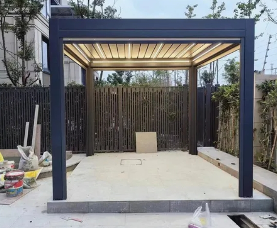 Elegant Outdoor Aluminum Alloy Pergola with Electric Louvers