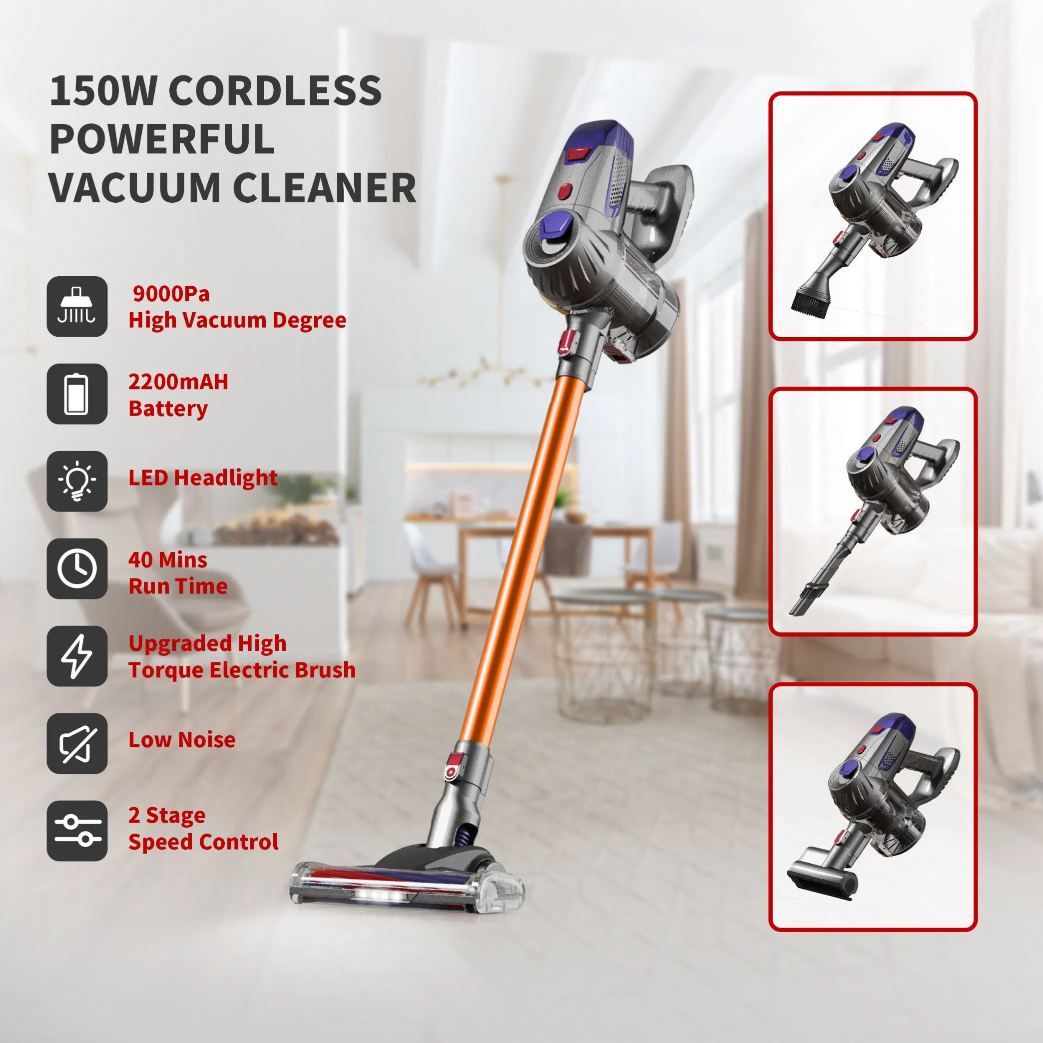 Hot Selling Rechargeable Floor Cleaning Machine Carpet Handheld Pet Cordless Car Vacuum Cleaner for Home