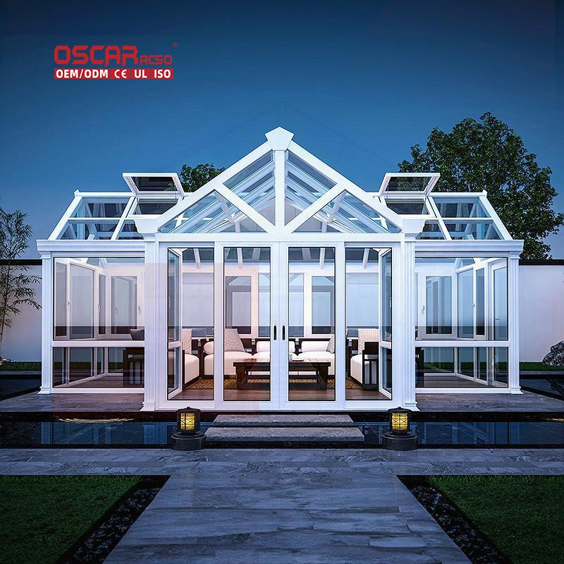 Glass Room Aluminum Glass Room with Retractable Tempered Roof for Patio Garden Balcony Sunroom