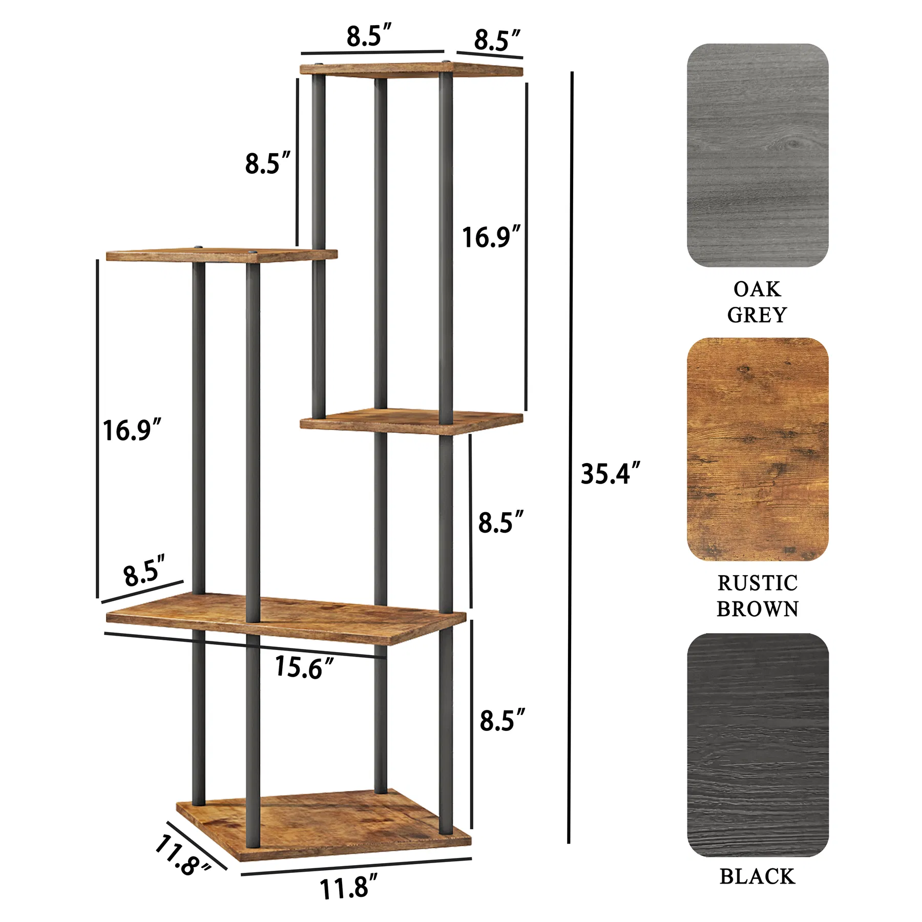 Rustic Brown 5-Tier Indoor Corner Plant Stand Shelf