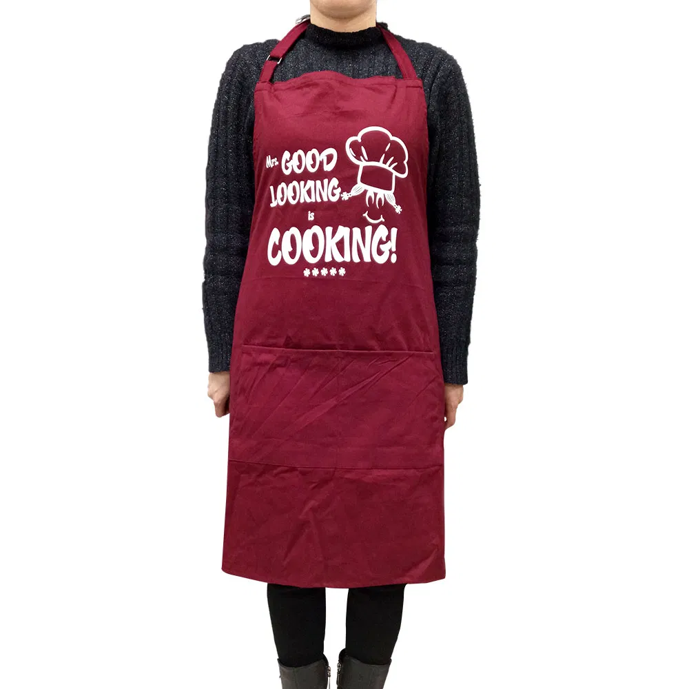 Cartoon Embroidered Chef Apron Decorative Stitching Comfort Promotion Kitchen Apron Custom