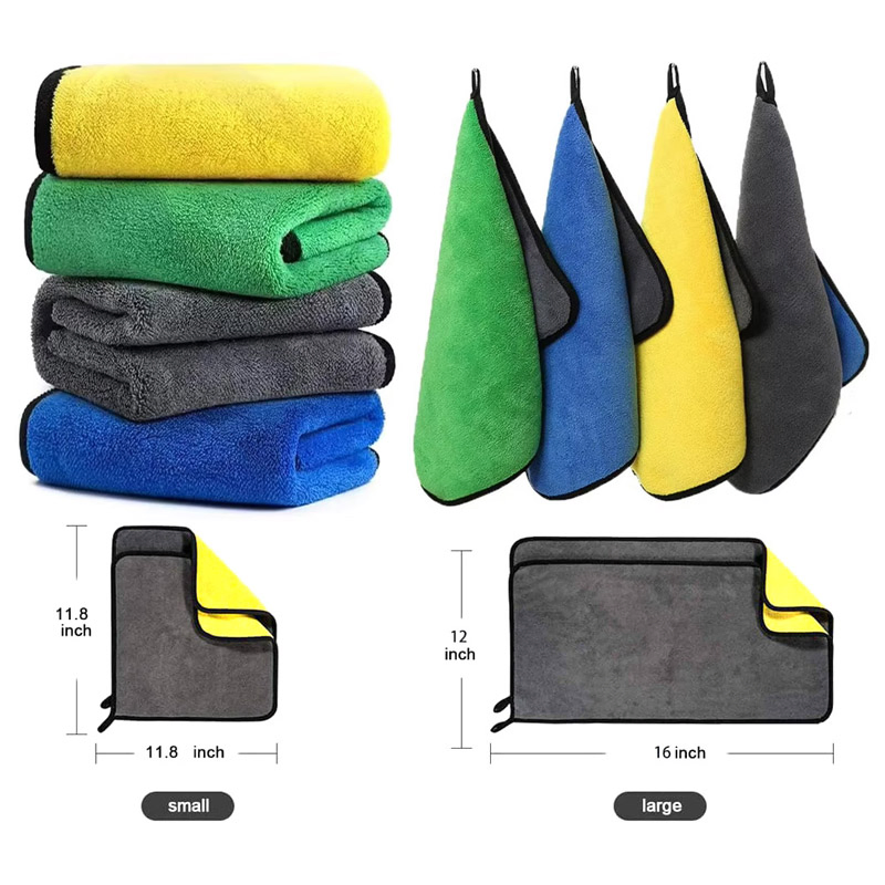 Custom Logo Coral Fleece Velvet Micro Fiber Car Detailing Car Wash Drying Towel Absorbent Quick Dry Microfiber Cleaning Polishing Cloth for Car Washing 40*40
