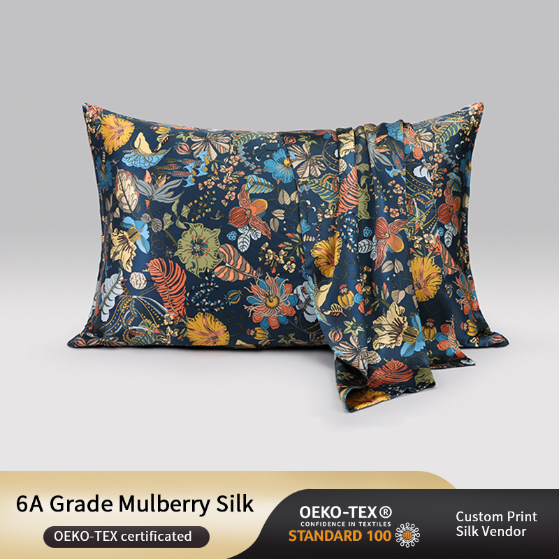 High Quality Skin-Friendly Printed Mulberry Silk Sleeping Pillowcase
