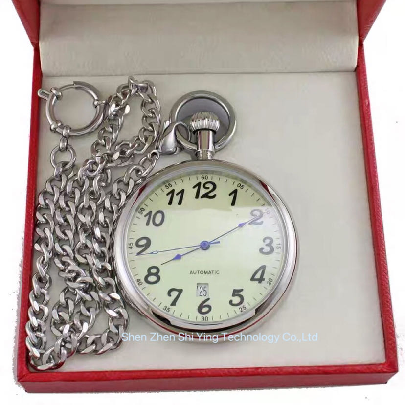 Best Classic Stainless Steel Self Wind up Mechanical Men Pocket Watch (50mm)