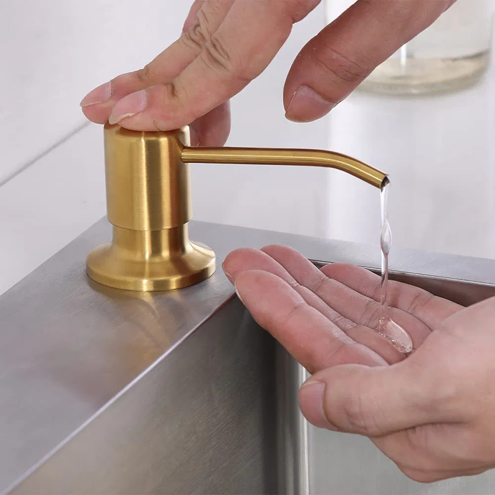 Gold Deck Mounted Under Counter Inbuilt Liquid Hand Sink Soap Dispenser for Kitchen Soap-Dispensers Tube Kit