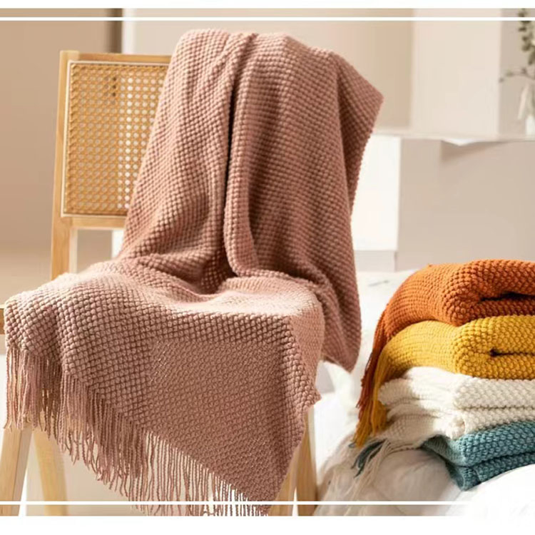 Плед вязаный скандинавский ретро, декоративный