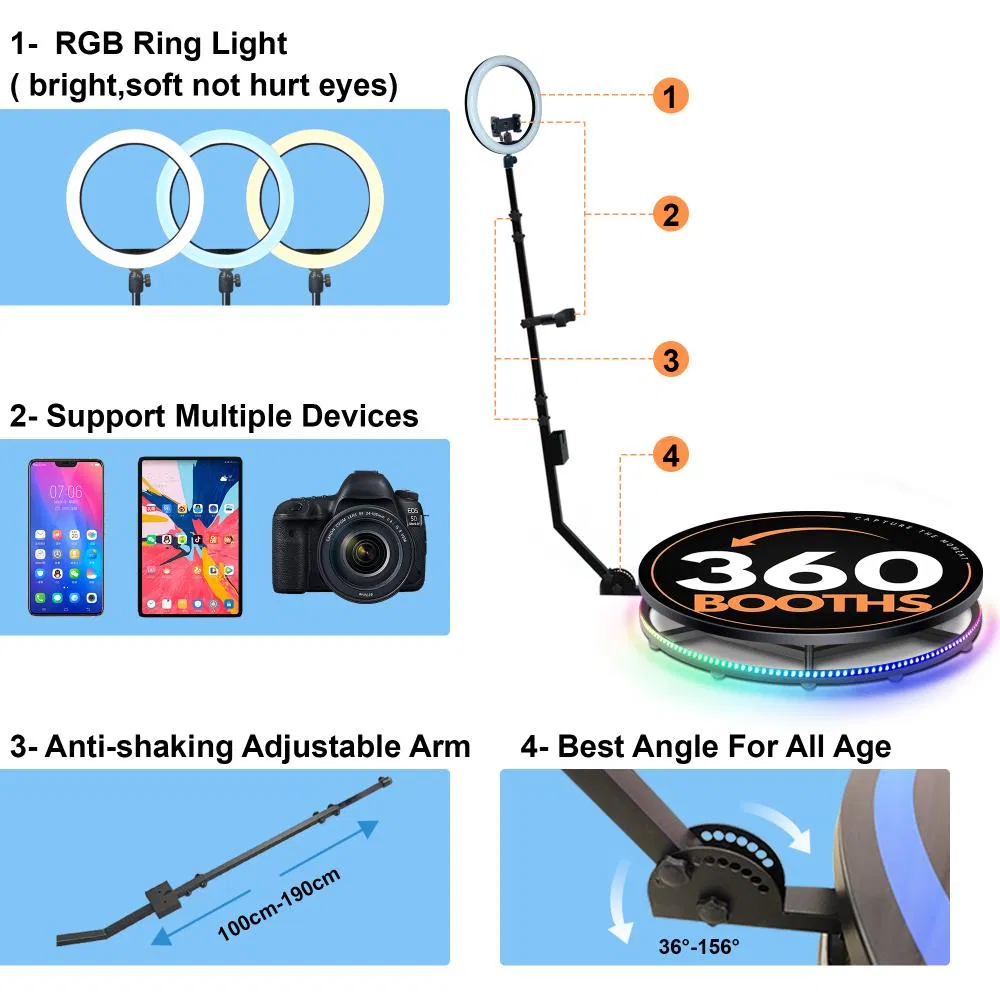 Фотобудка 360° с вращающейся камерой и стеклянным корпусом