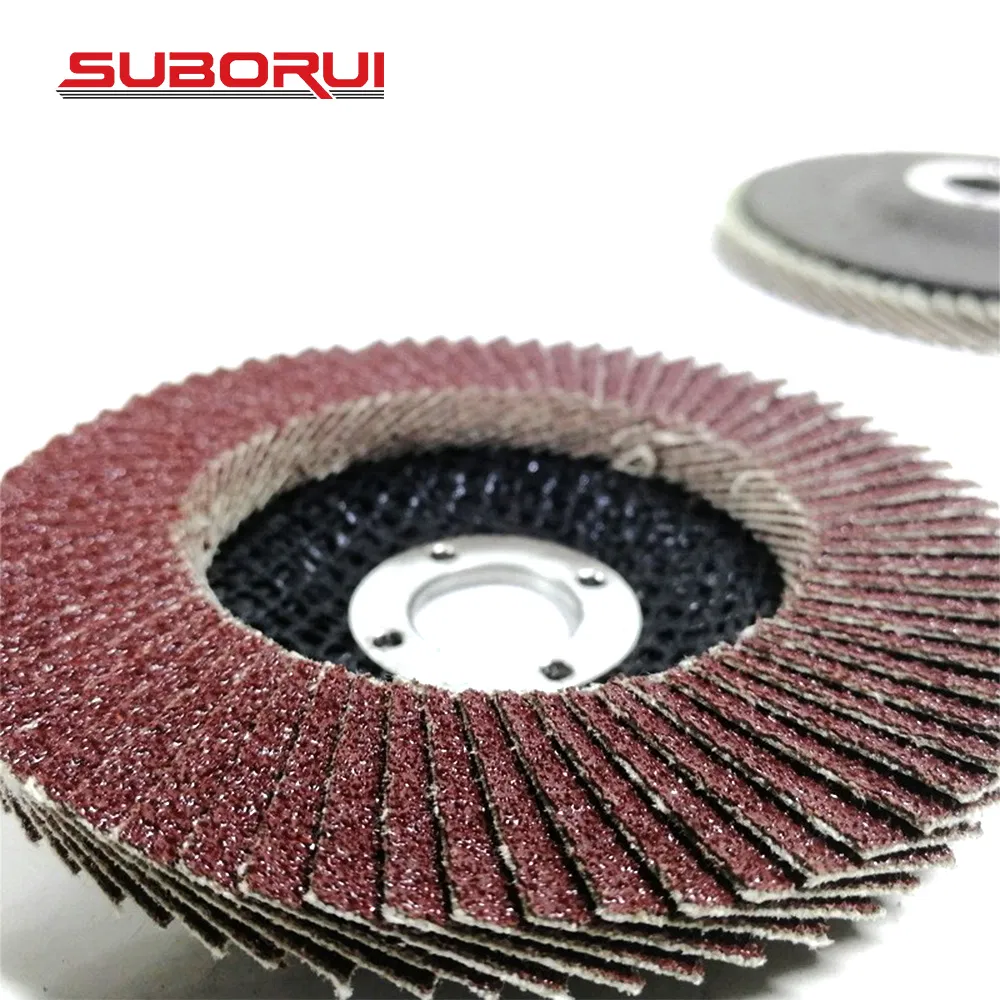 Suborui China Manufacturer 4inch 100X16mm Aluminum Oxide Red Sand T27/T29 Flap Disc for Metal Glass Stone Concrete Tiles Grinding
