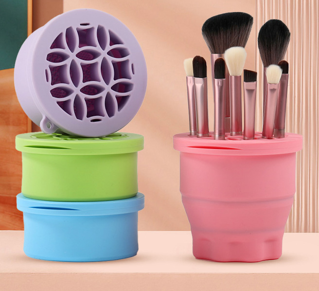 Silicone Makeup Tool Storage & Cleaning Brush Cup
