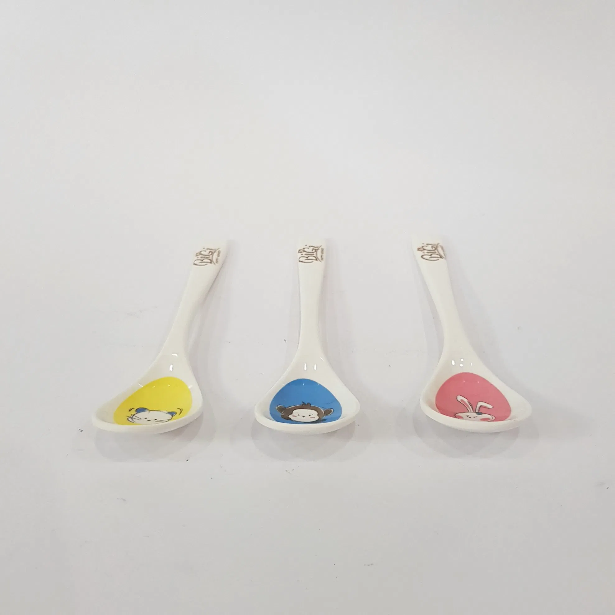 Plastic Childrenware Melamine Small Kids Children Spoon Breakfast Cereal Serving Colorful Spoon
