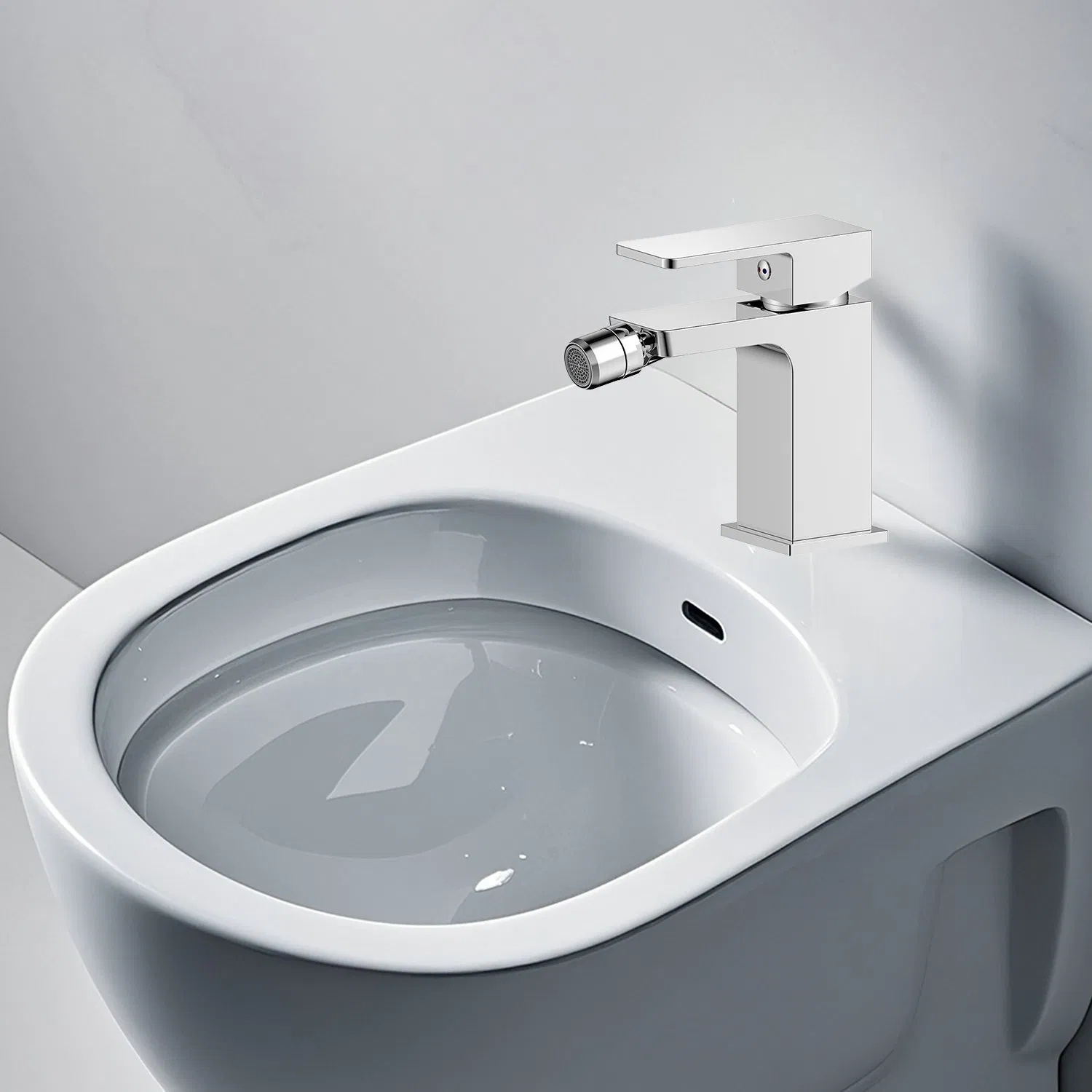 High End SUS304 Stainless Steel Brushed Faucet Square Hot and Cold Water Bathroom Basin Faucet Single Hole Mixer Faucet