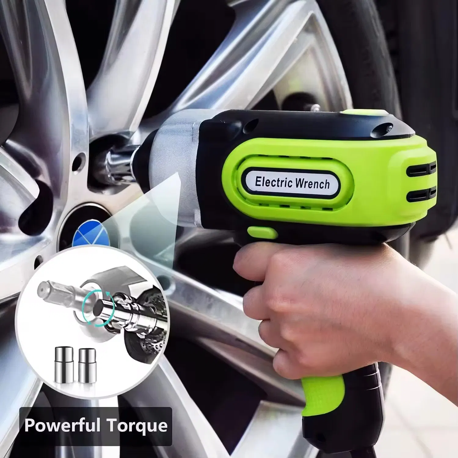 Zsb05 Popular Green Black 80W 12V 420n. M High Torque Electric Car Jack Impact Wrench for Car Repair
