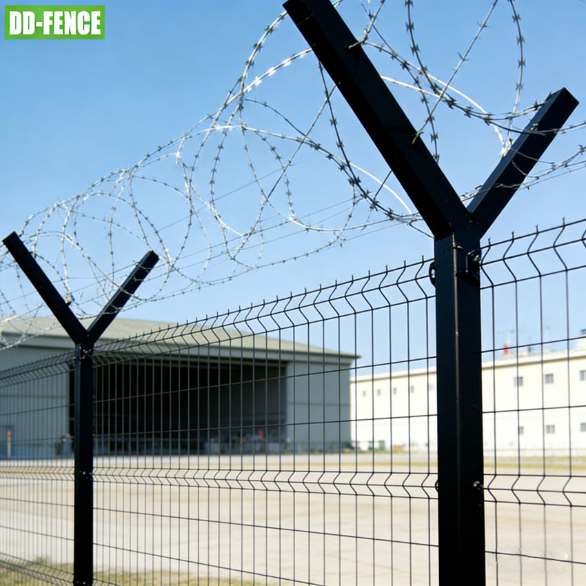 Factory Wholesales Prices PVC Coated Iron Steel Wire Welded Mesh Security Y Post Fence for Airport
