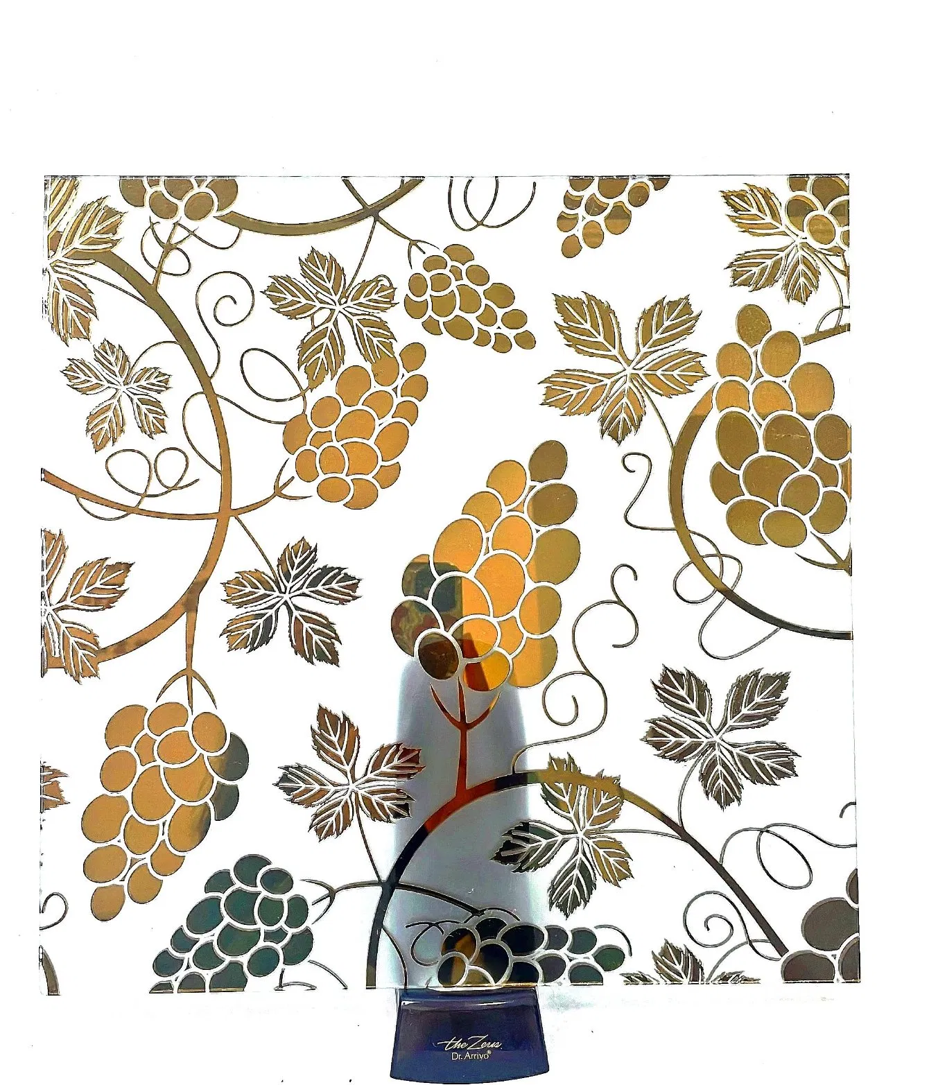 Ice Flower Acid Etched Golden Titanium Coating Glass 3.5mm 3.8mm Decorative Glass