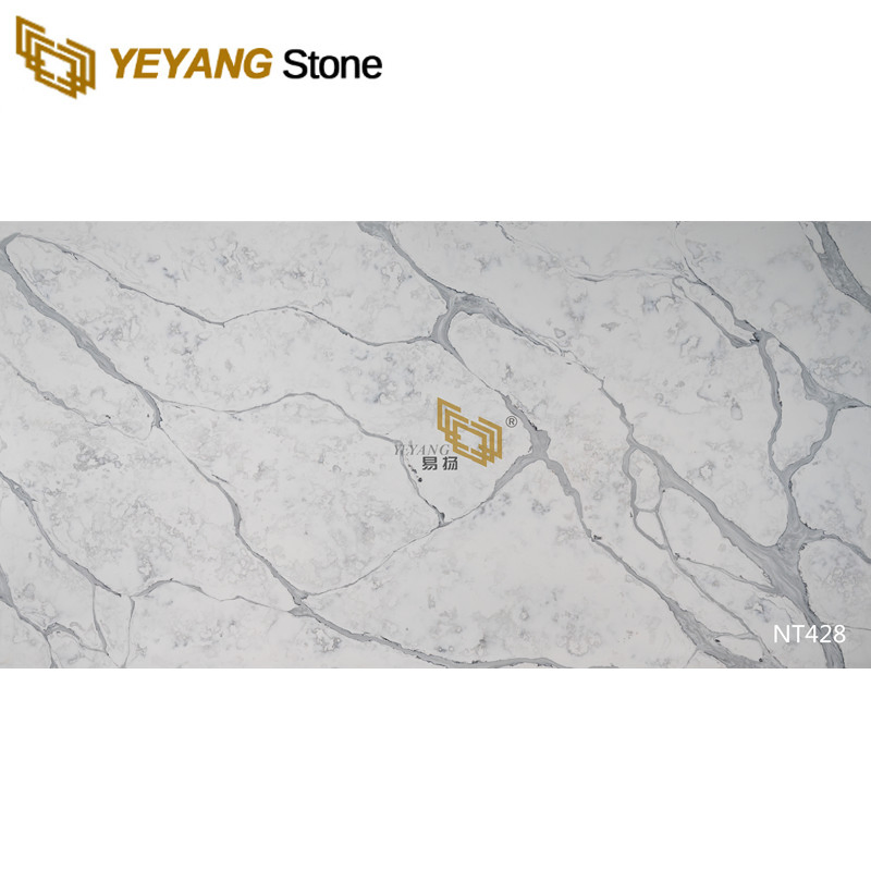 Calacatta Marble Look Quartz Solid Surface 20mm Quartz Slabs for Countertops/Vanity Bar Top