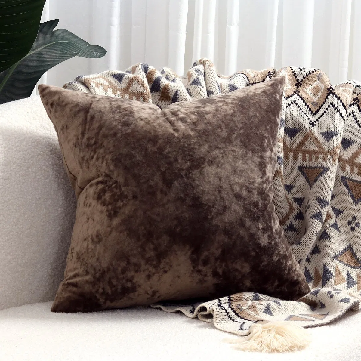Velvet Cushion Cover Crushed Pillow Cover Grey Decorative Pillows Luxury Nordic Home Decor