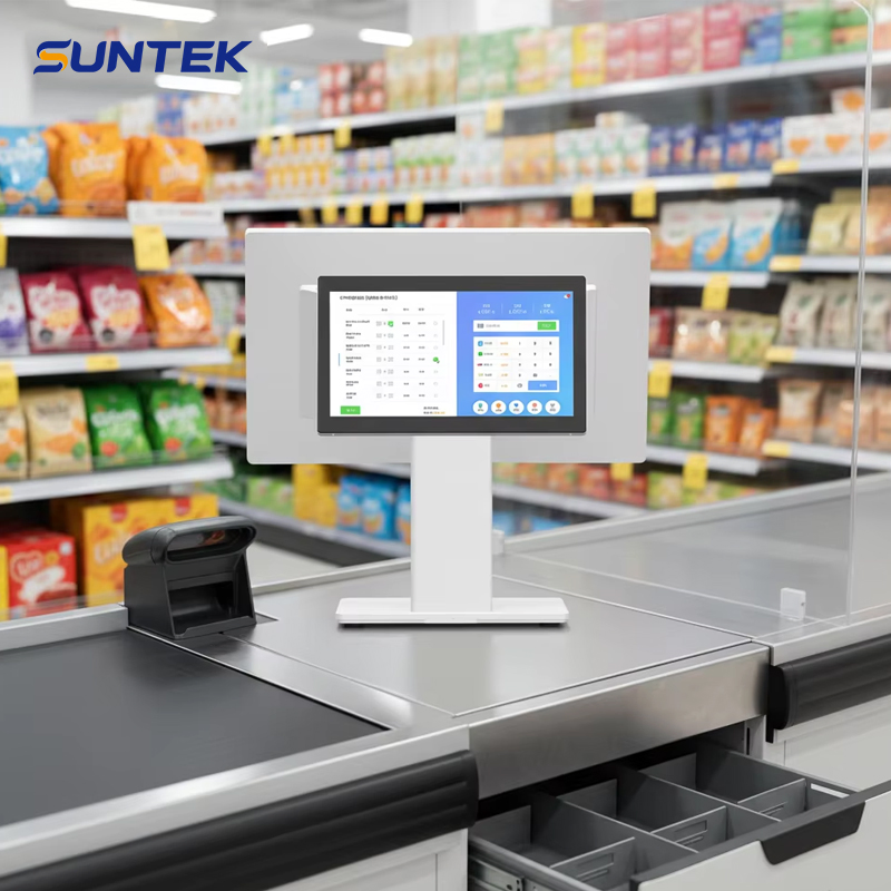 Top Budget Choice Suntek Sc6 Commercial POS System Metal Base POS System Durable Design for Small Business Rich I/O