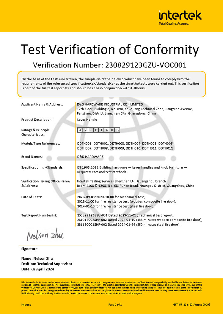 Guangdong En1906 Fire Rated Lock Hardware Interior CE Stainless Steel Luxury Round Smart Glass Gold Brass Alloy KIA Main Door Handle for Bedroom Hotel Bathroom