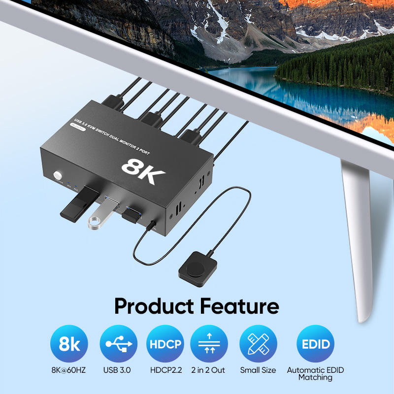 Custom 8 Port Kvm Switches HDMI 4K30Hz + Cables (upgraded 2in1) , 1u Rack Mount HDMI Kvm Switch 8 in 1 out